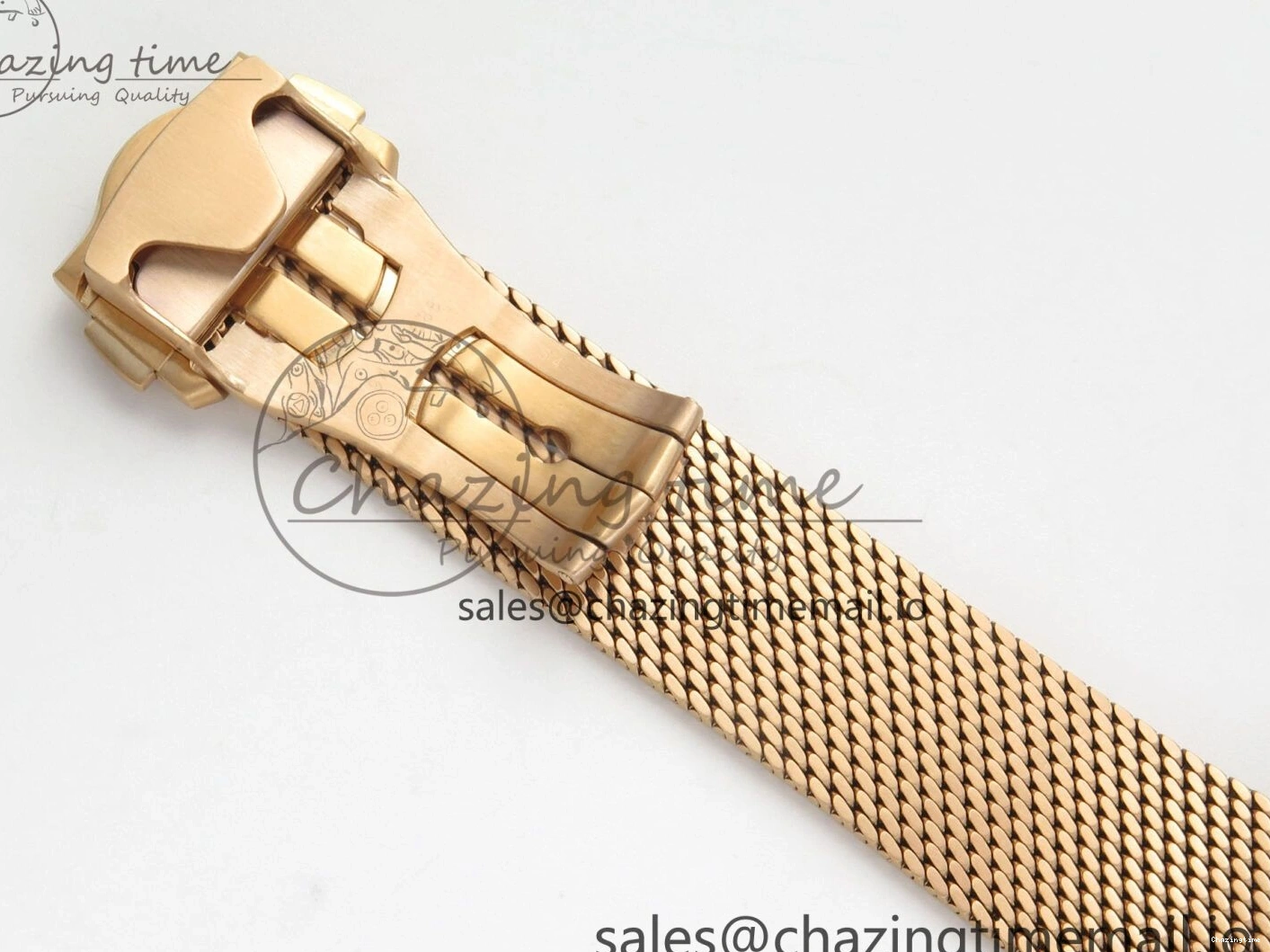 0510 Stylish Seamaster 300M Diver Rose Gold VSF 1:1 Best Edition Black Dial on Mesh Bracelet A 7662
